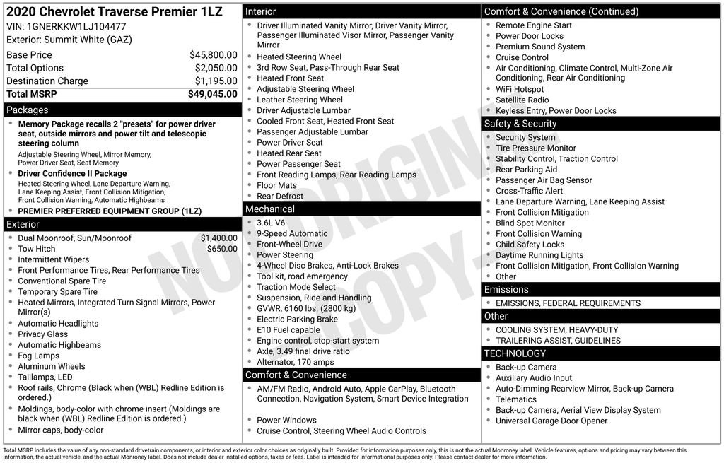 Used 2020 Chevrolet Traverse Premier image 15