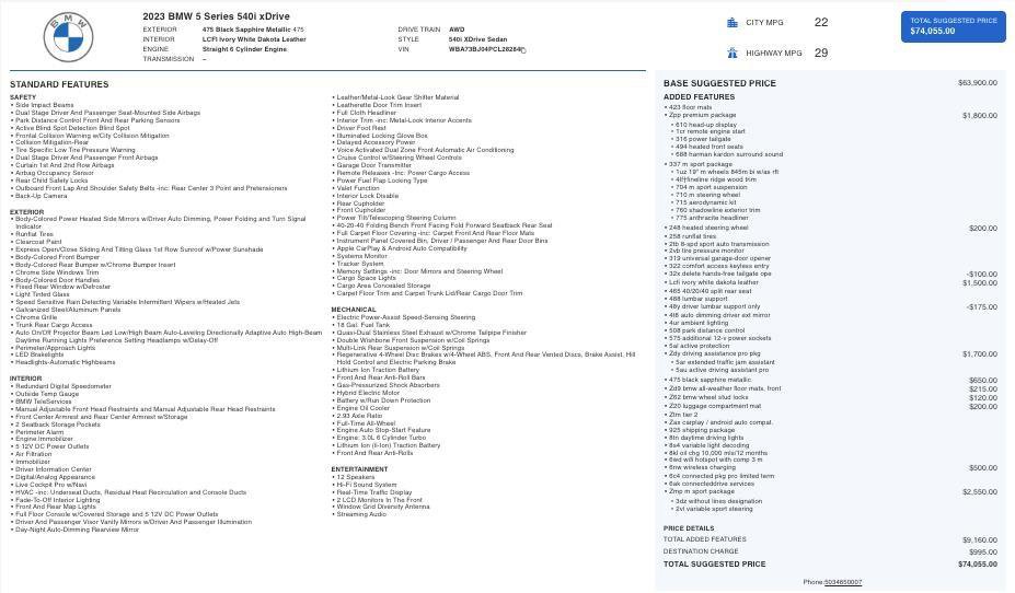 Used 2023 BMW 540i xDrive w/ M Sport Package image 5