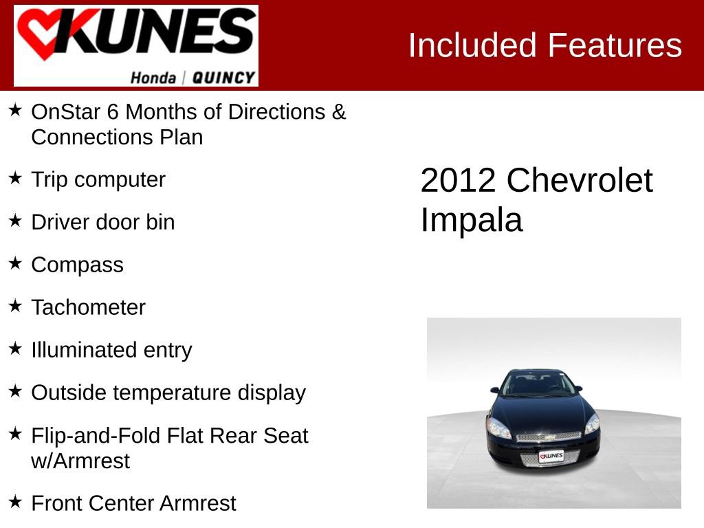 Used 2012 Chevrolet Impala LT w/ LT Sunroof Package FWD image 2