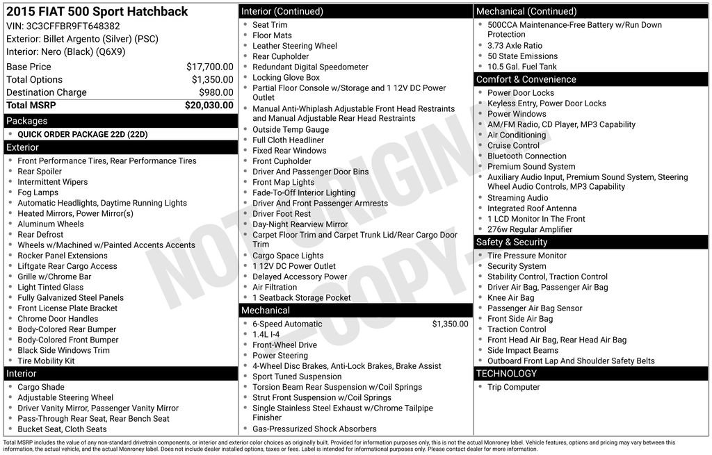 Used 2015 FIAT 500 Sport image 10