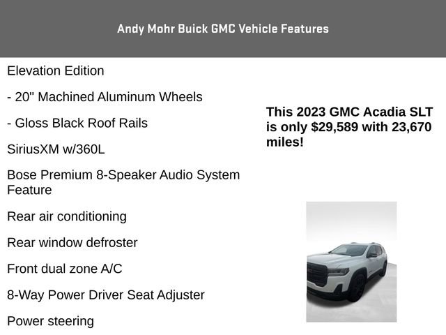 Used 2023 GMC Acadia SLT w/ Elevation Edition image 8