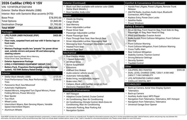 New 2026 Cadillac Lyriq V w/ LPO, Floor Liner Package image 38