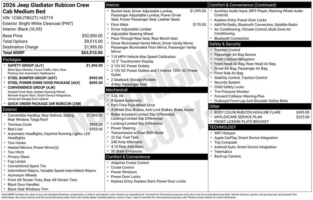 New 2026 Jeep Gladiator Rubicon w/ Safety Group image 6