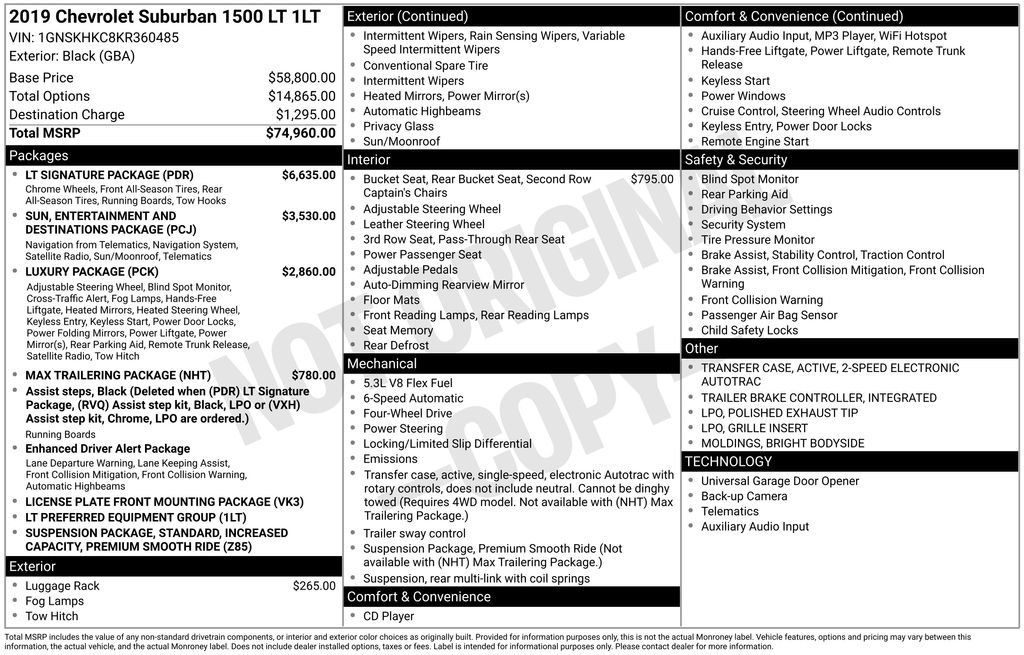 Used 2019 Chevrolet Suburban LT w/ LT Signature Package image 2