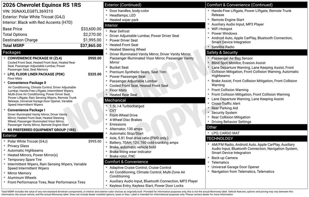 New 2026 Chevrolet Equinox RS w/ Convenience Package III image 5