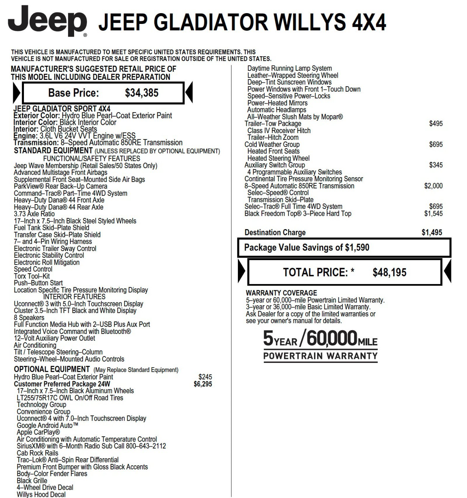 Used 2021 Jeep Gladiator Sport AWD/4WD image 2