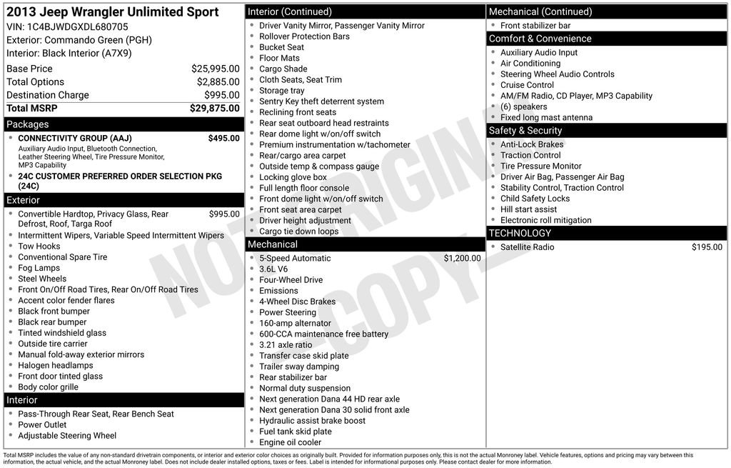 Used 2013 Jeep Wrangler Unlimited Sport w/ Connectivity Group AWD/4WD image 4