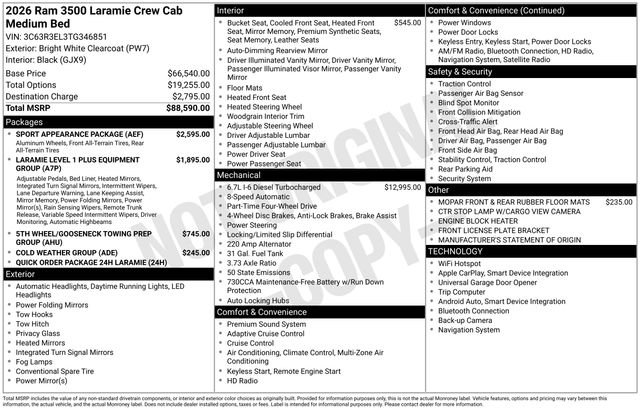 New 2026 RAM 3500 Laramie w/ Sport Appearance Package AWD/4WD image 7