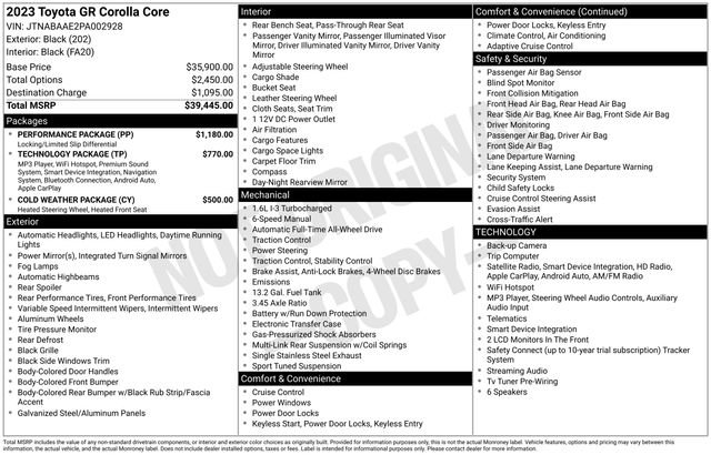 Used 2023 Toyota Corolla GR w/ Performance Package AWD/4WD image 18
