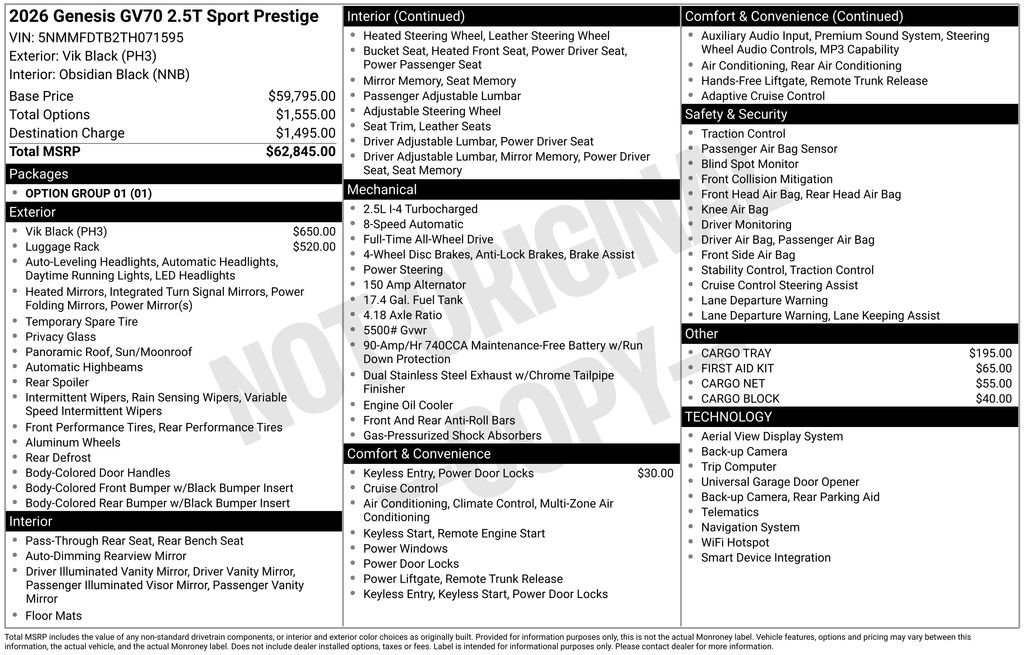 New 2026 Genesis GV70 2.5T Sport Prestige AWD/4WD image 8