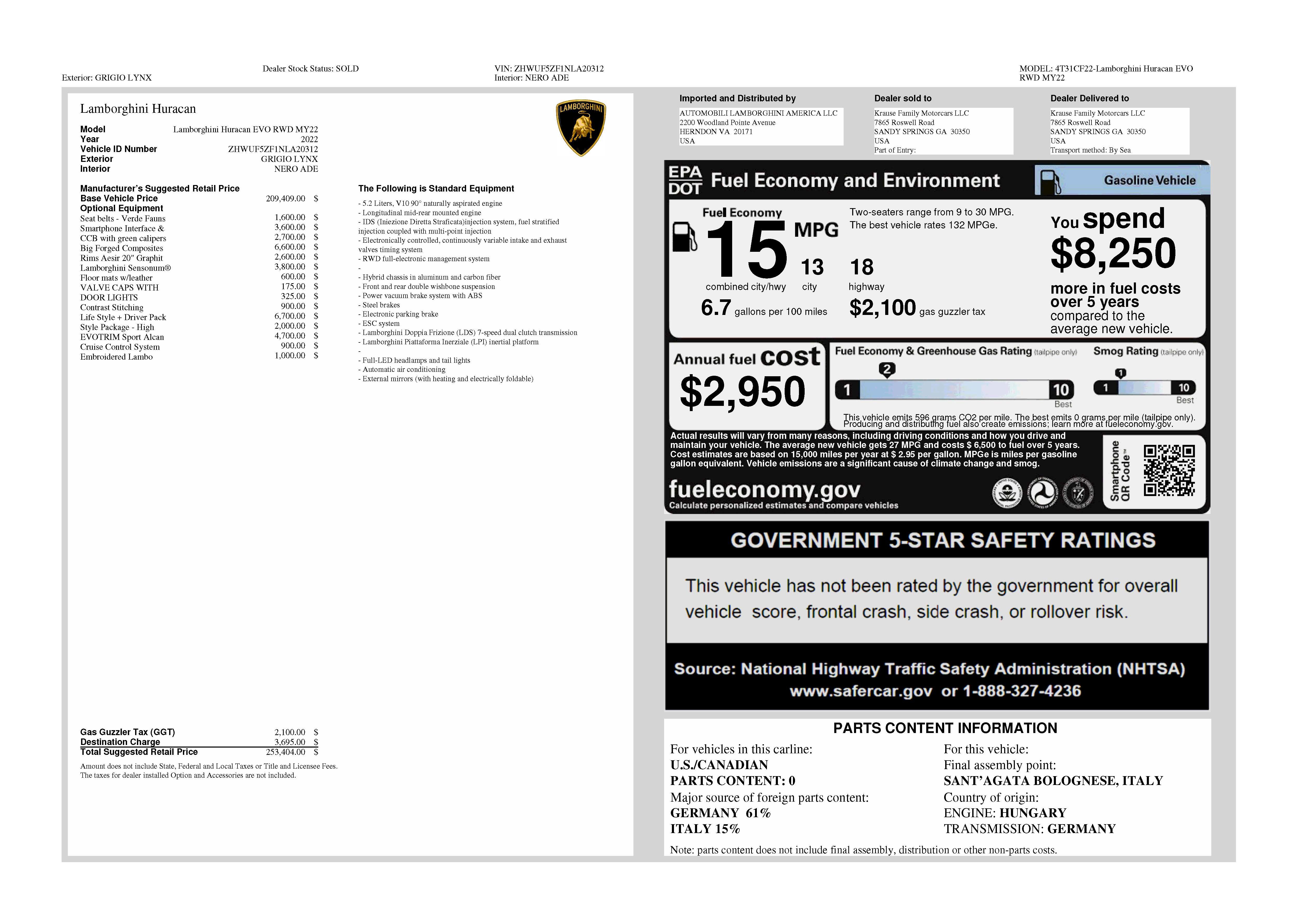 Used 2022 Lamborghini Huracan EVO RWD image 40