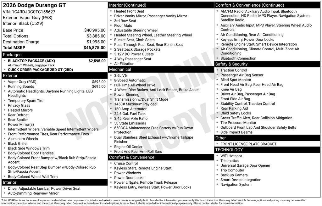 New 2026 Dodge Durango GT w/ Blacktop Package AWD/4WD image 33