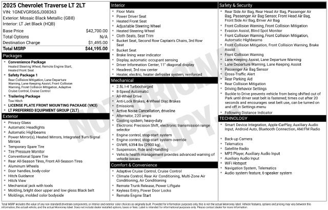 Certified 2025 Chevrolet Traverse LT AWD/4WD image 27