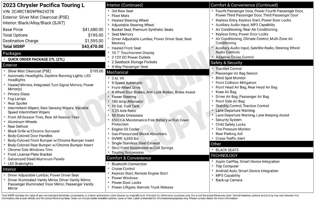 Used 2023 Chrysler Pacifica Touring-L FWD image 3