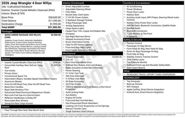 New 2026 Jeep Wrangler Unlimited Sport AWD/4WD image 31