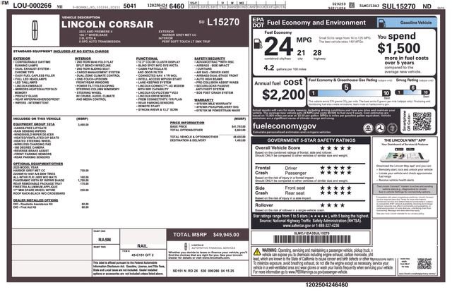 Used 2025 Lincoln Corsair Premiere w/ Equipment Group 101A image 10