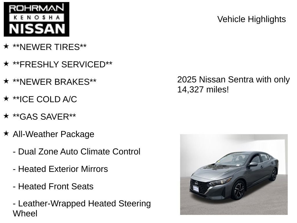 Certified 2025 Nissan Sentra SV w/ All-Weather Package FWD image 8
