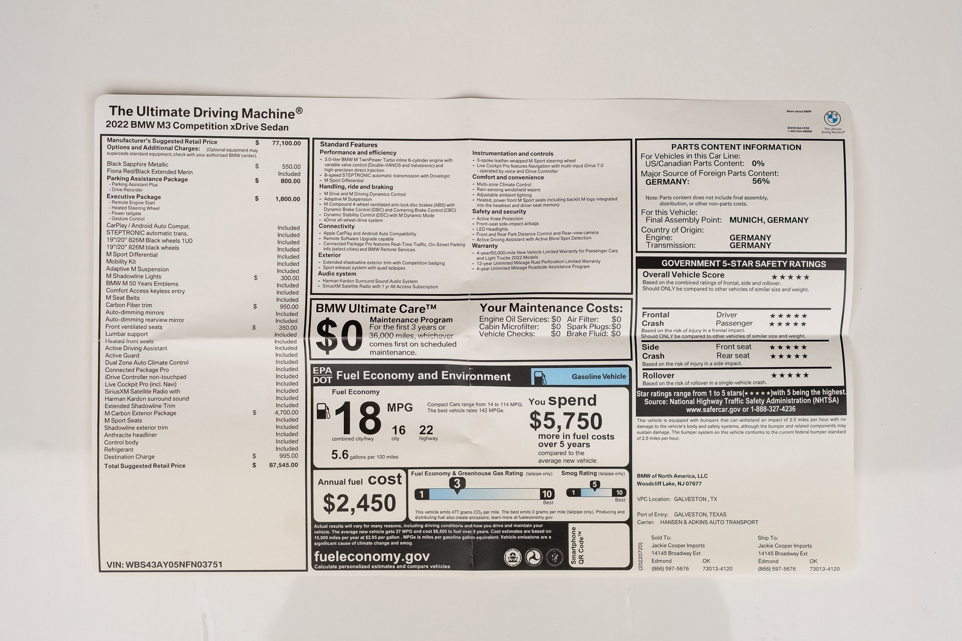 Used 2022 BMW M3 Competition w/ M Carbon Exterior Package image 83
