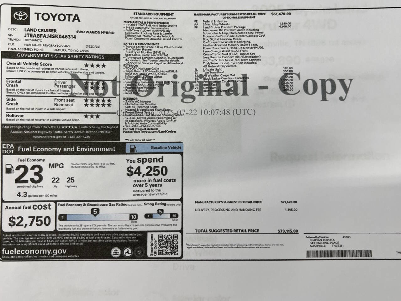 Used 2025 Toyota Land Cruiser w/ Premium Package image 1