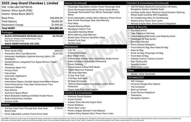 New 2025 Jeep Grand Cherokee L Limited w/ Black Appearance Package RWD image 5