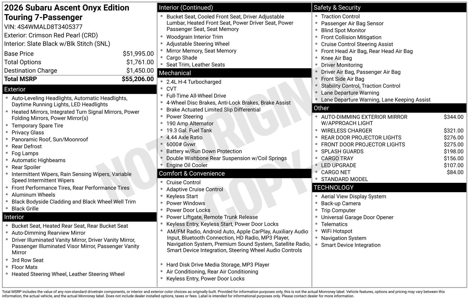 New 2026 Subaru Ascent Bronze Edition AWD/4WD image 4