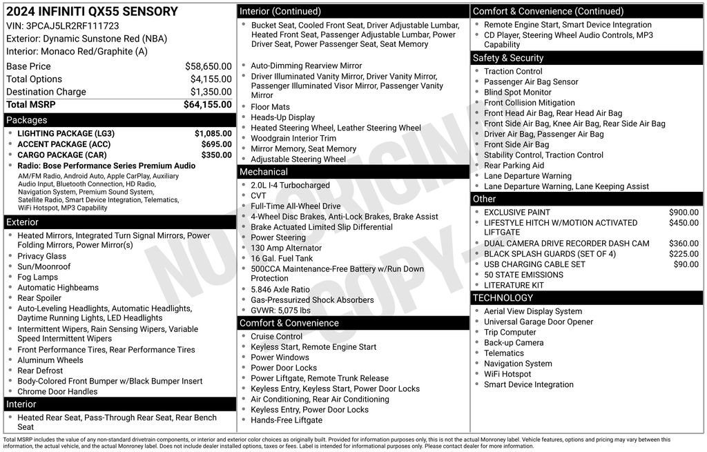 Used 2024 INFINITI QX55 Sensory w/ Lighting Package image 31