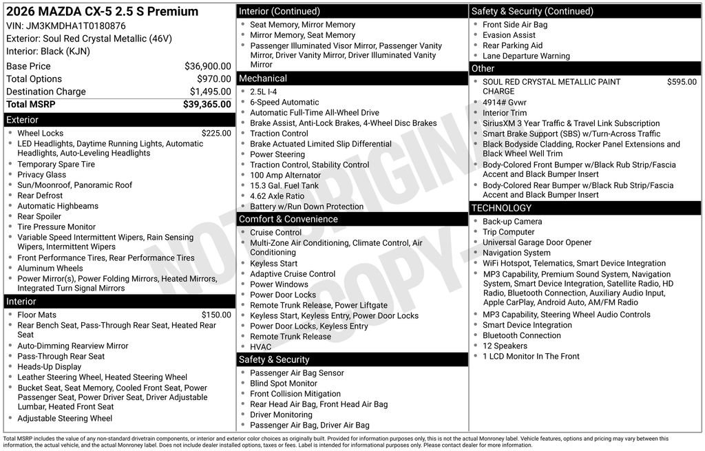 New 2026 MAZDA CX-5 2.5 S w/ Premium Package AWD/4WD image 10