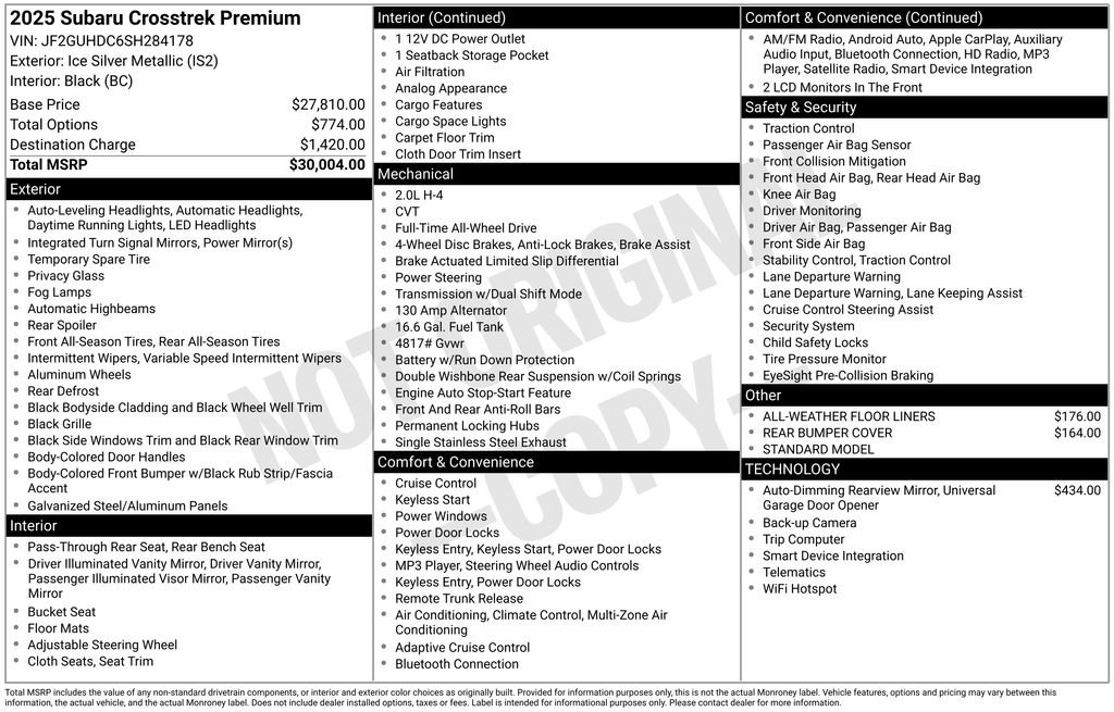 Certified 2025 Subaru Crosstrek 2.0i Premium AWD/4WD image 37