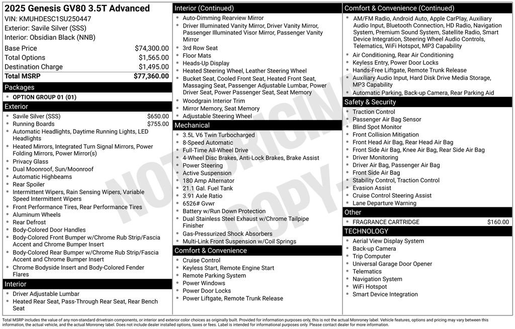 Used 2025 Genesis GV80 3.5T Advanced image 3