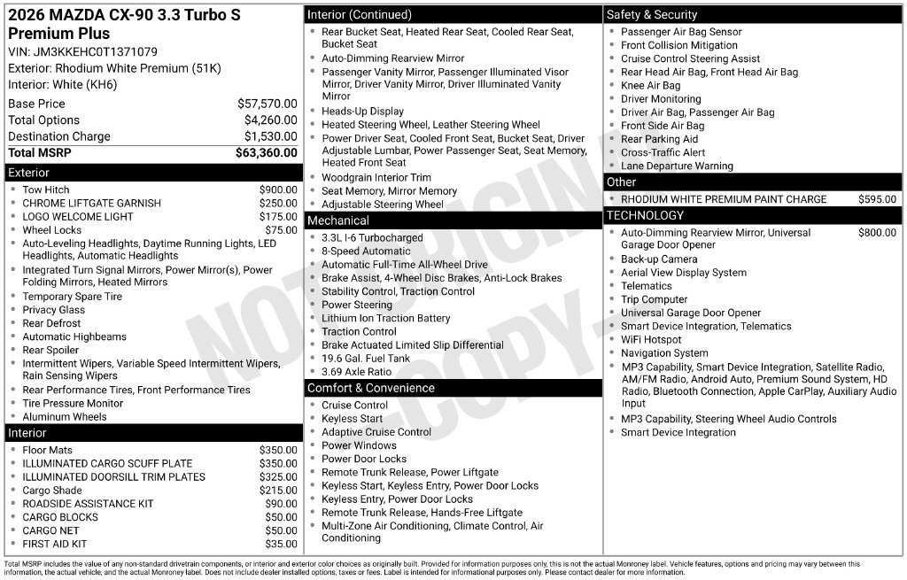 Certified 2026 MAZDA CX-90 3.3 Turbo S w/ Premium Plus AWD/4WD image 34