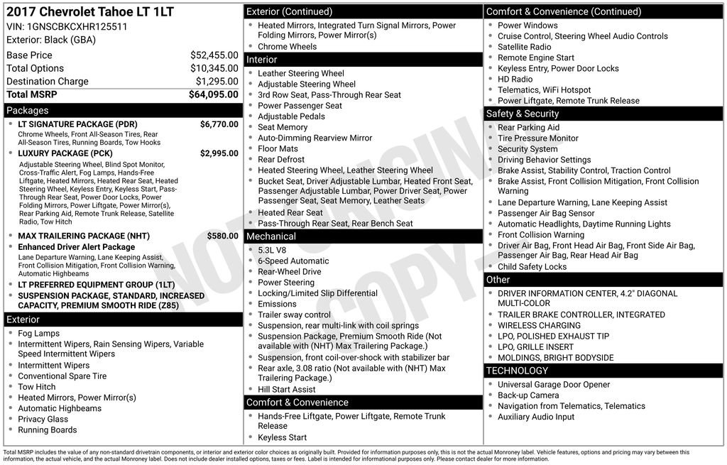 Used 2017 Chevrolet Tahoe LT w/ LT Signature Package image 33