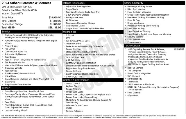 Certified 2024 Subaru Forester Wilderness AWD/4WD image 31