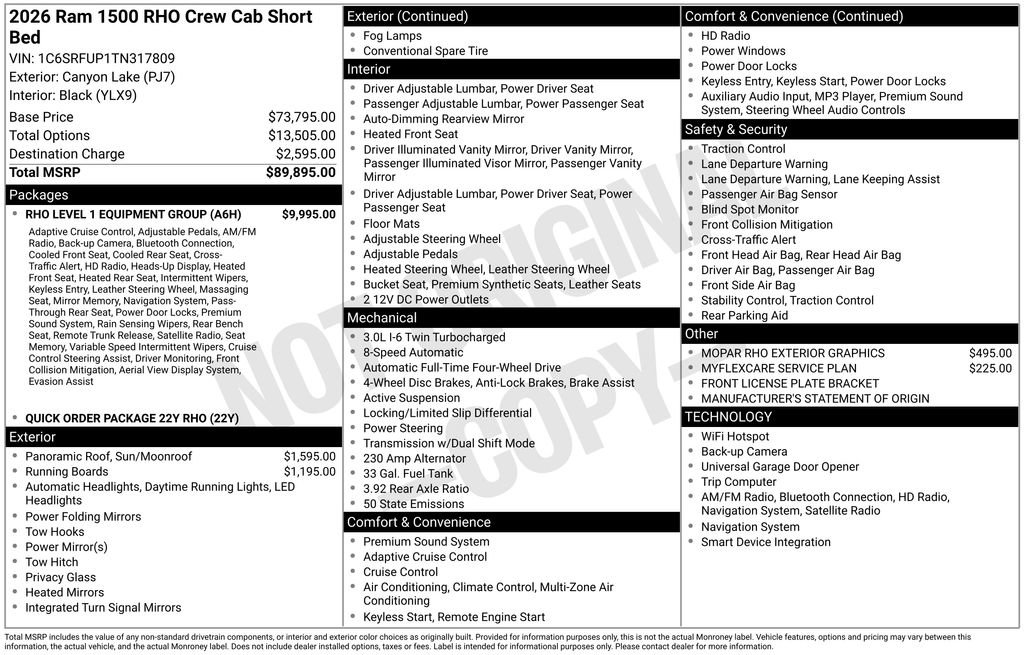 New 2026 RAM 1500 RHO w/ RHO Level 1 Equipment Group image 44