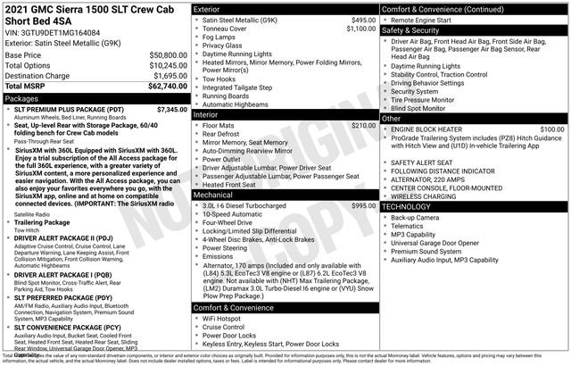 Used 2021 GMC Sierra 1500 SLT w/ SLT Premium Plus Package AWD/4WD image 71