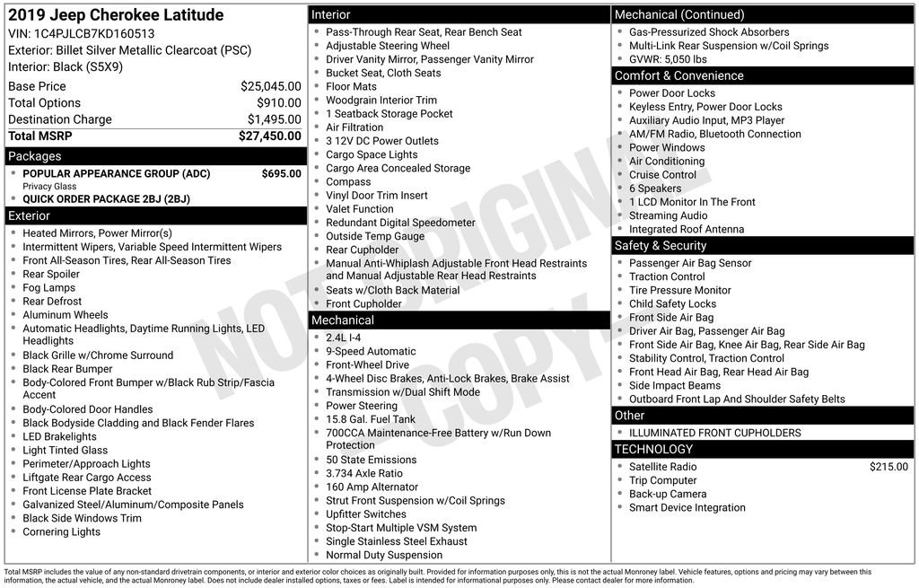 Used 2019 Jeep Cherokee Latitude w/ Popular Appearance Group image 15