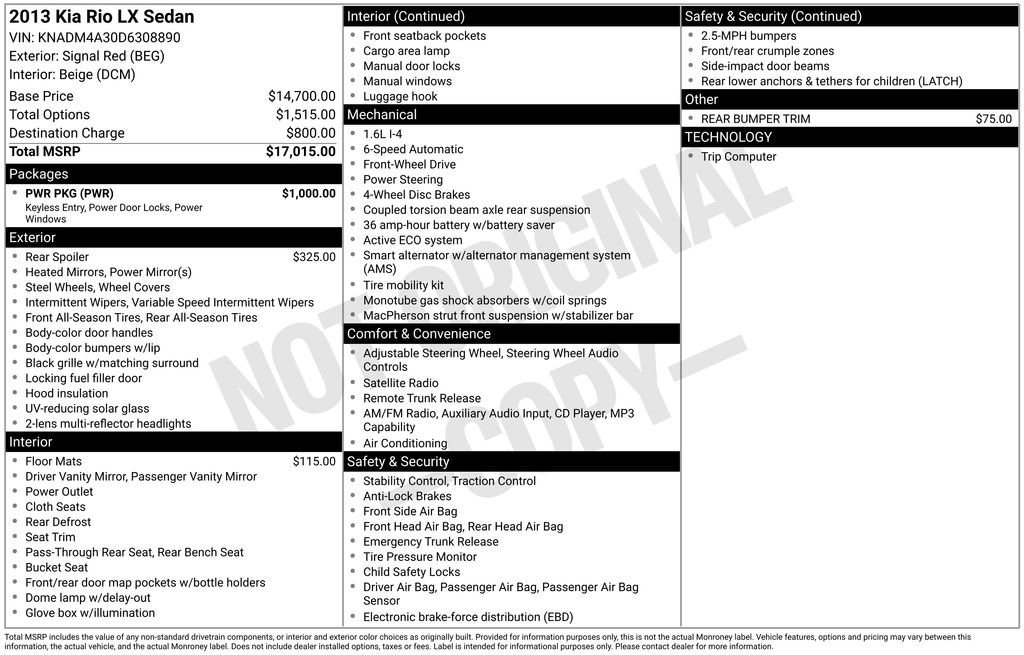 Used 2013 Kia Rio LX w/ PWR Pkg FWD image 6