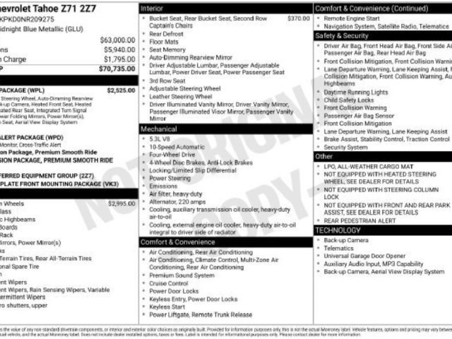 Used 2022 Chevrolet Tahoe Z71 w/ Luxury Package AWD/4WD image 54