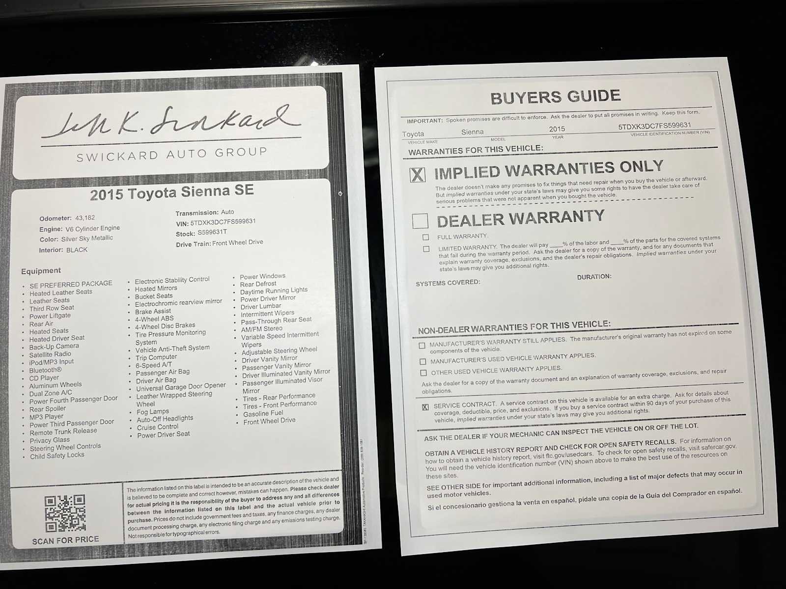 Used 2015 Toyota Sienna SE w/ SE Preferred Package image 36