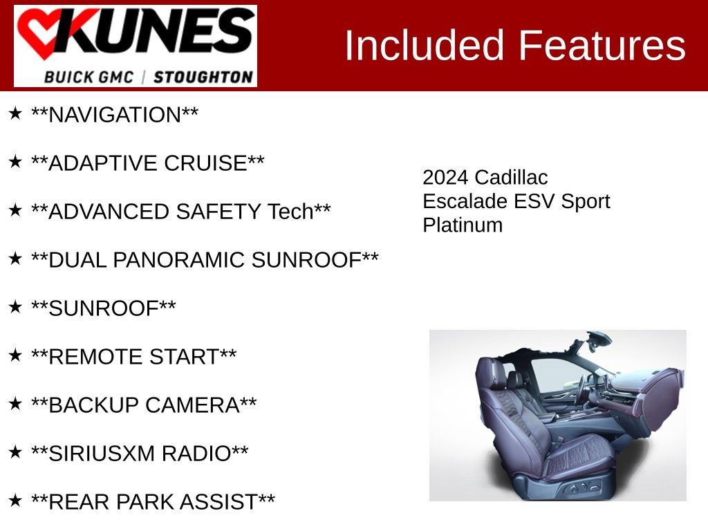 Used 2024 Cadillac Escalade ESV Sport Platinum w/ LPO, ONYX Package image 2