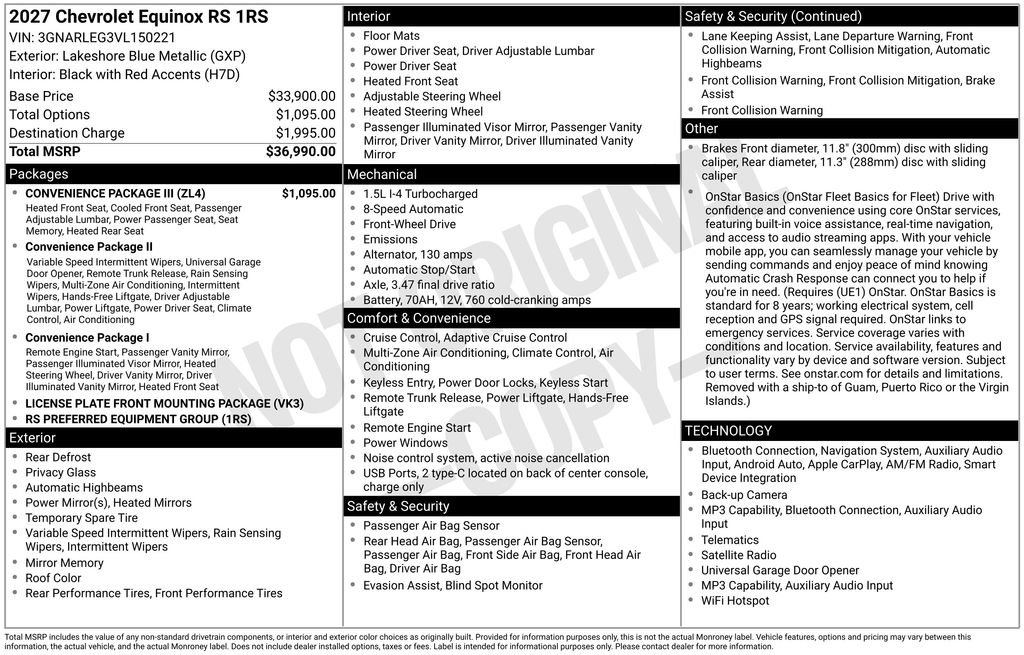 New 2027 Chevrolet Equinox RS w/ Convenience Package III FWD image 3