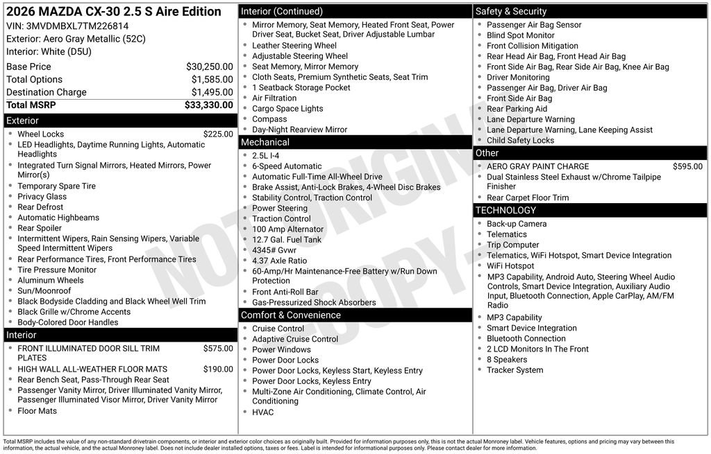 New 2026 MAZDA CX-30 Aire Edition AWD/4WD image 7