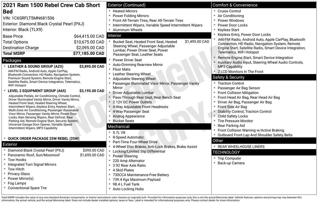 Used 2021 RAM 1500 Rebel w/ Leather & Sound Group AWD/4WD image 7
