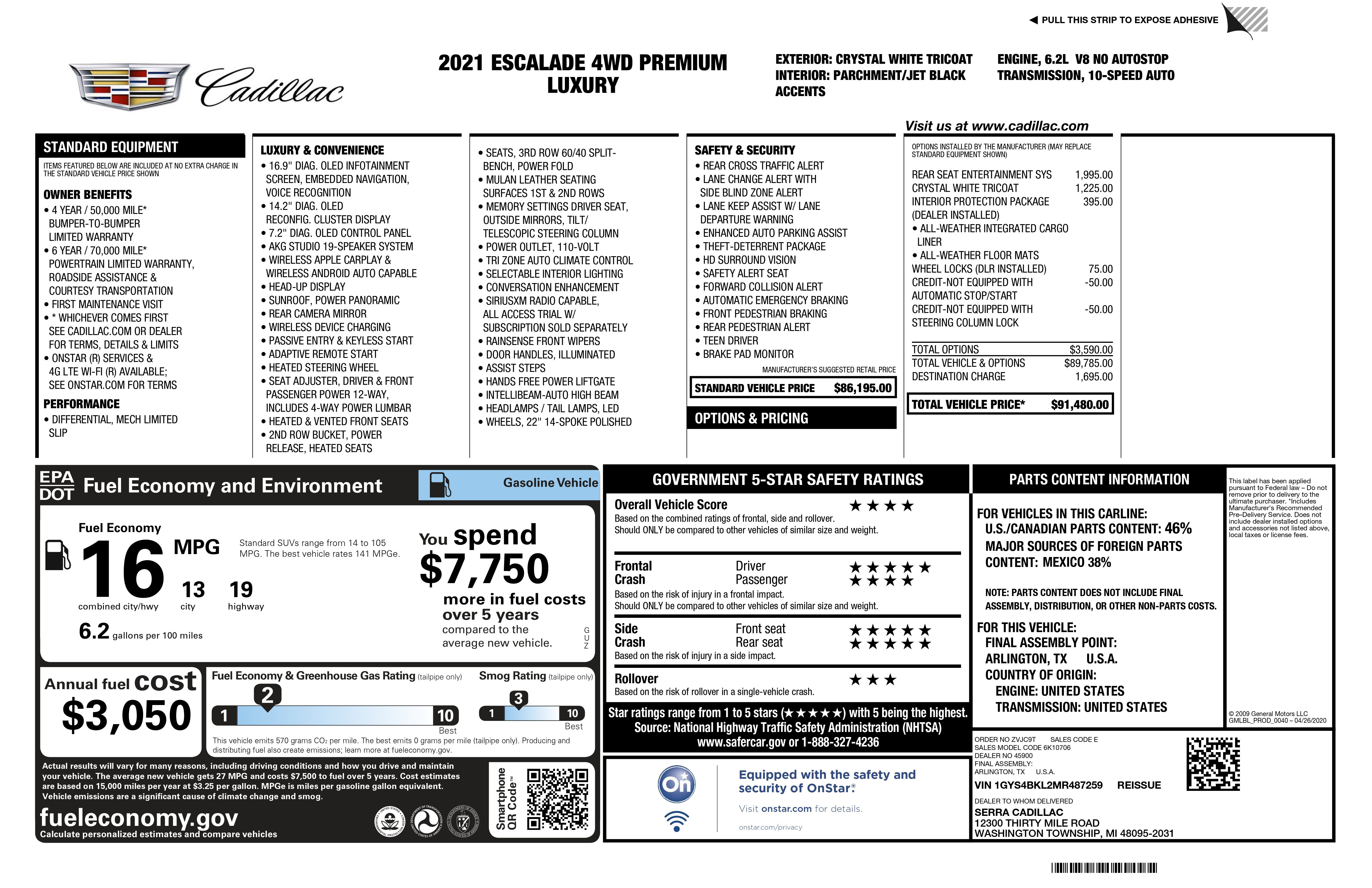 Certified 2021 Cadillac Escalade Premium Luxury image 2