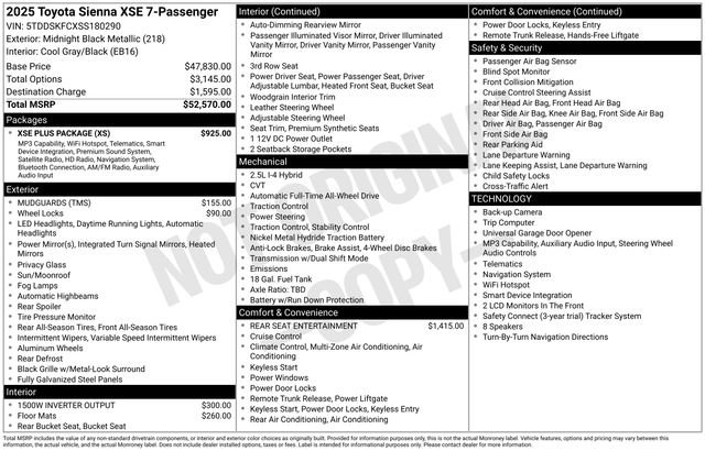 Used 2025 Toyota Sienna XSE w/ XSE Plus Package AWD/4WD image 30