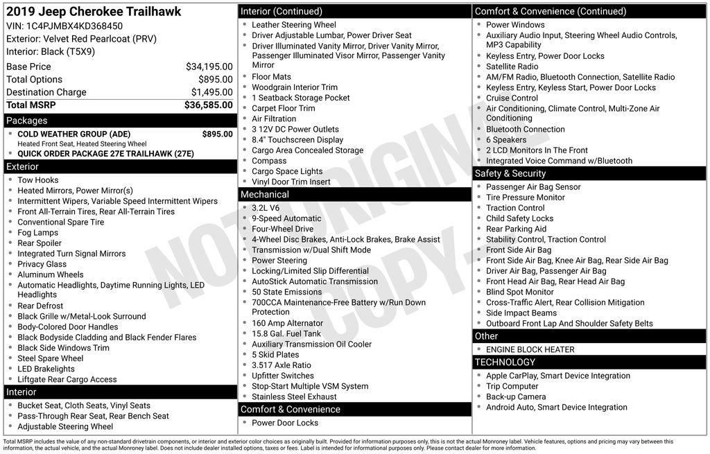 Used 2019 Jeep Cherokee Trailhawk w/ Cold Weather Group image 11