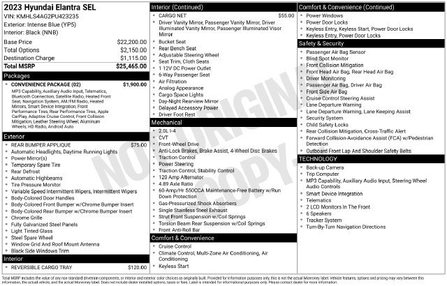 Used 2023 Hyundai Elantra SEL w/ Convenience Package FWD image 12