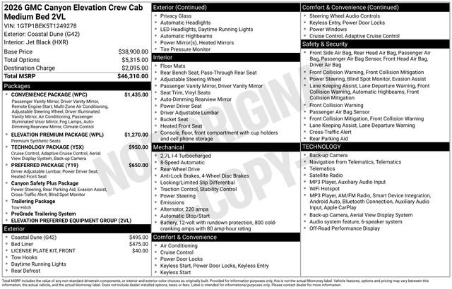 New 2026 GMC Canyon Elevation w/ Convenience Package RWD image 40