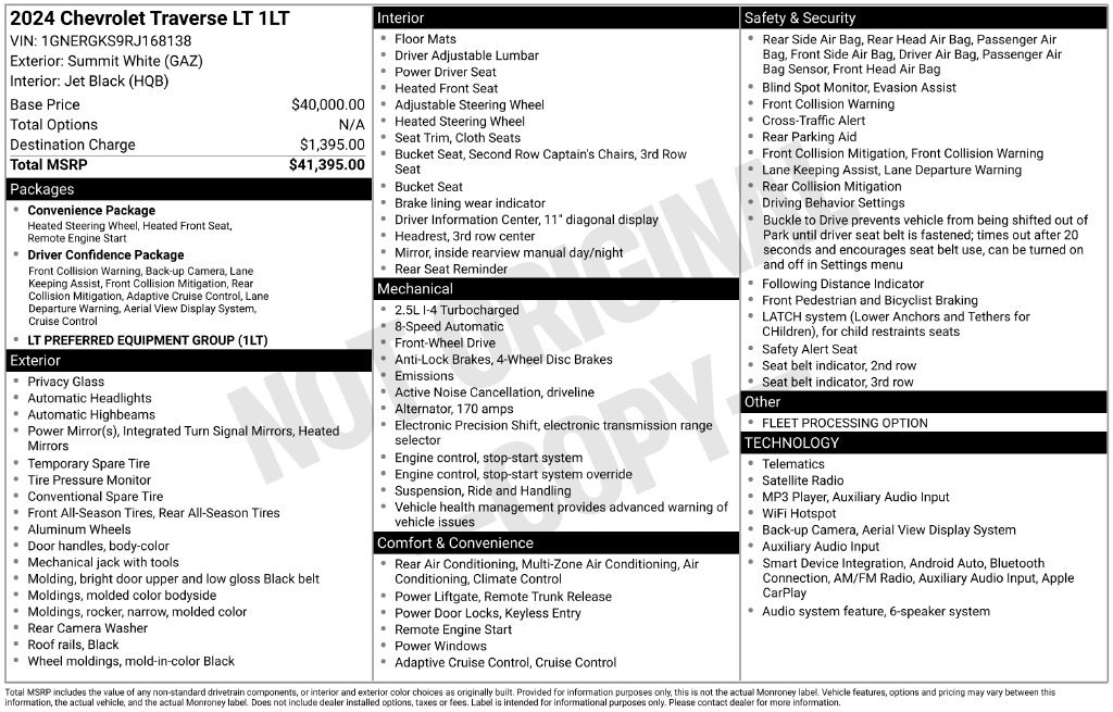 Used 2024 Chevrolet Traverse LT FWD image 56