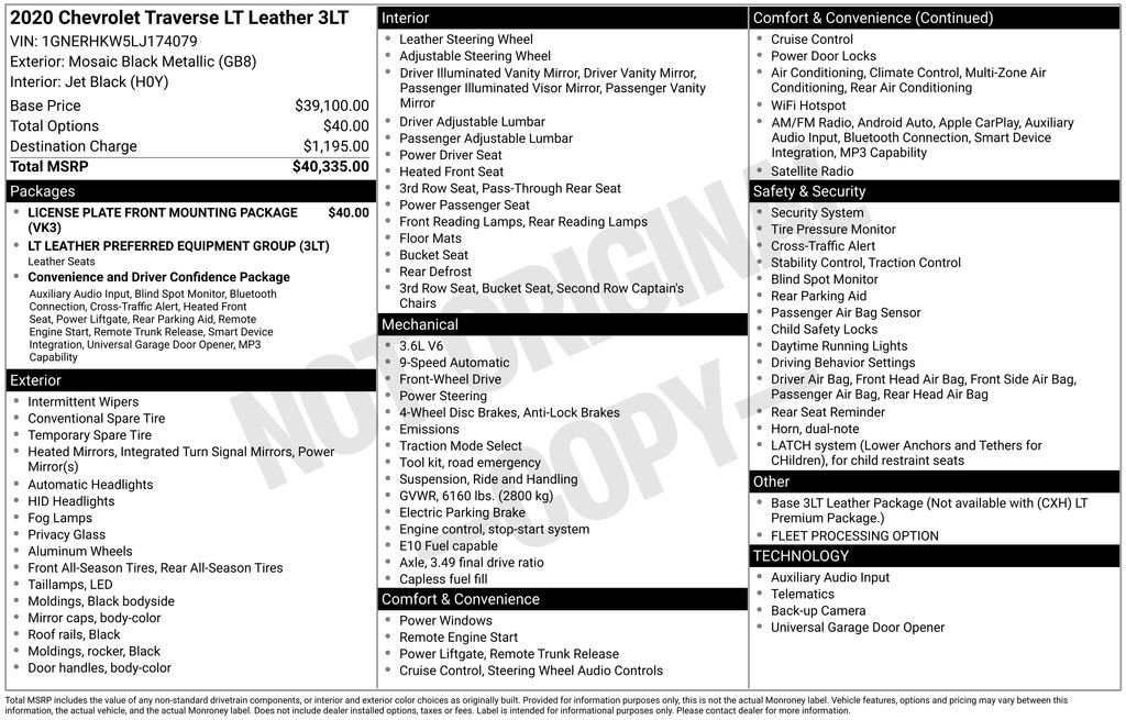 Used 2020 Chevrolet Traverse LT image 32