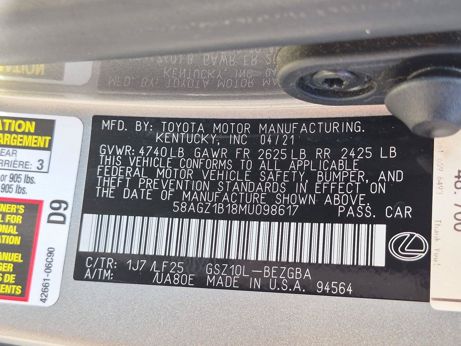 Used 2021 Lexus ES 350 F Sport w/ Protection Package (P3) FWD image 41